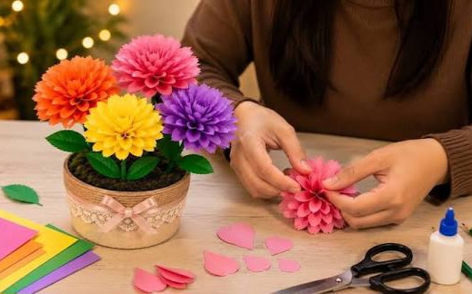 ببینید| کاردستی آسان و زیبا؛ گل کاغذی به ساده‌ترین روش ممکن!