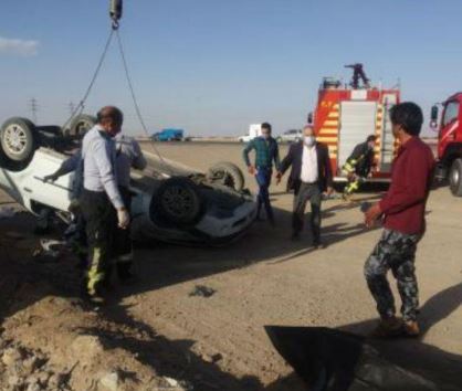 واژگونی مرگبار خودرو در یزد