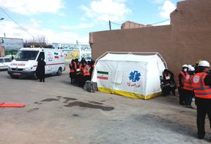 مانور زلزله در محله فهادان یزد با مشارکت اورژانس 115