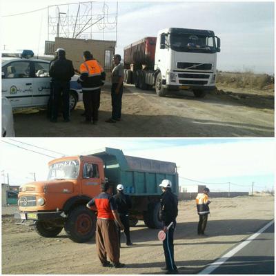 اجرای طرح کنترل بارنامه های کامیون های بار و کالا، بارهای فاقد بارنامه و بارهای غیرتناژ در شهرستان مهریز