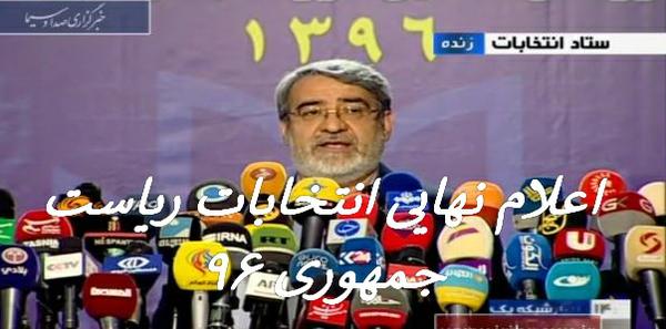 فیلم"اعلام نتایج نهایی انتخابات ریاست جمهوری: «حسن روحانی» با کسب بیش از 23 میلیون رأی و با کسب 57 درصد آراء رییس جمهور دوازدهم ایران شد