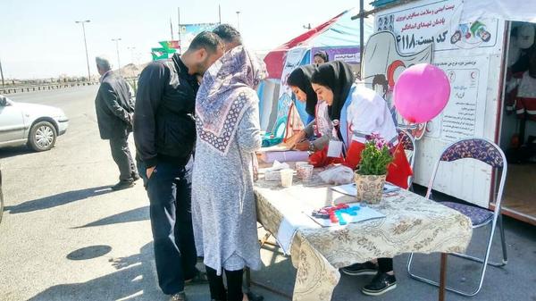 مراجعه بیش از 71 هزار نفر از مسافرین نوروزی در شش روز ابتدایی طرح نوروزی به پایگاه های ایمنی و سلامت مسافرین نوروزی هلال احمر یزد 