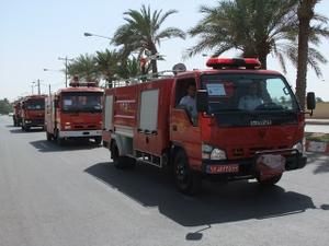 رژه خودرویی آتش نشانان به مناسبت هفتم مهرماه در شهرستان طبس